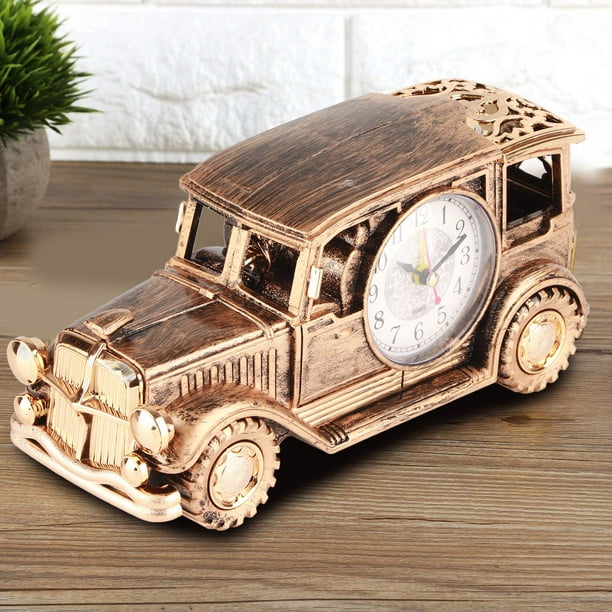 Reloj Despertador de Escritorio, Reloj Despertador de Escritorio multifunción Reloj Despertador de Coche Vintage Artesanía Excepcional Jadeshay A