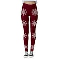 thumbnail image 1 of MKLEKYY Leggings navideños con estampado de copos de nieve para mujer, pantalones de yoga para fitness y deportes., 1 of 4