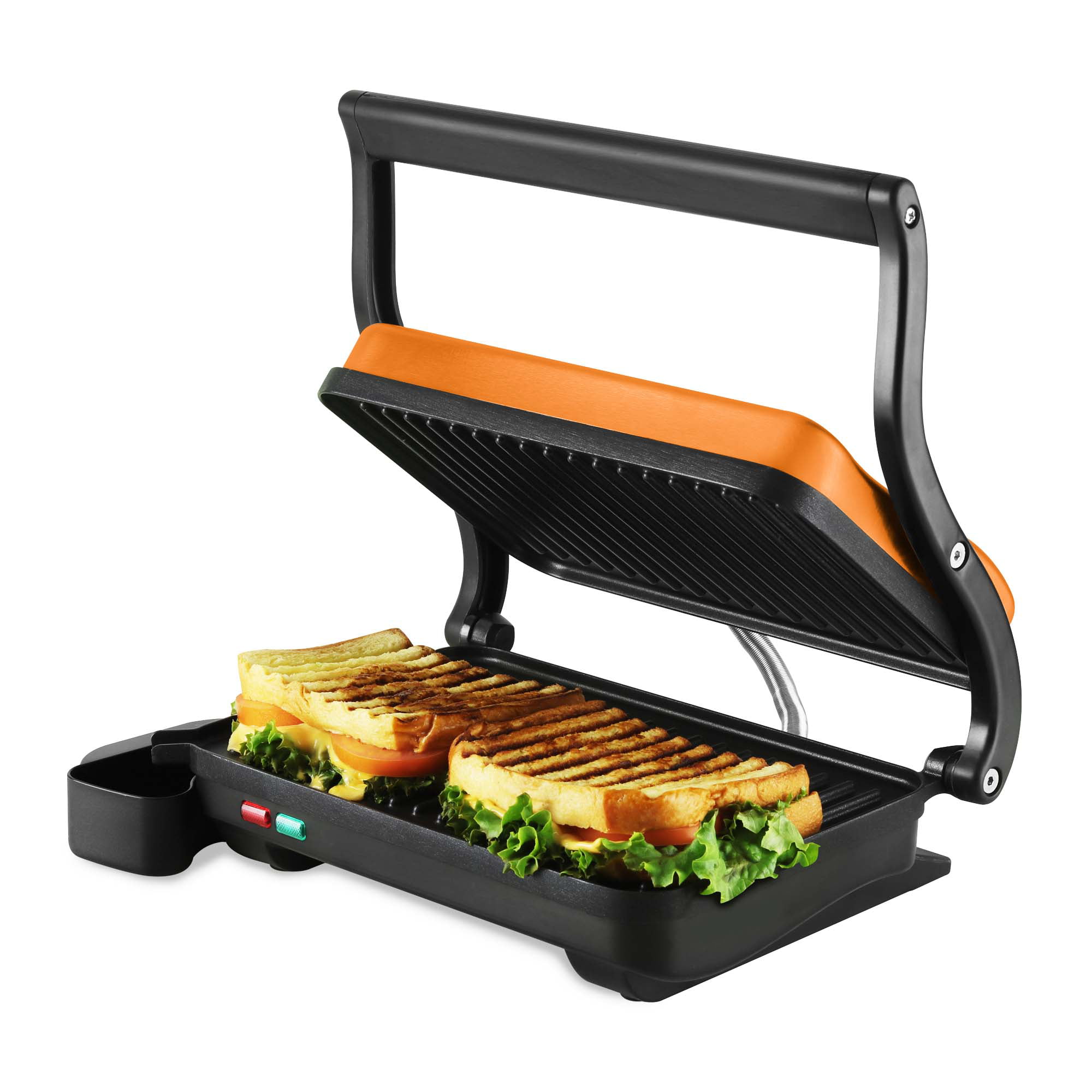 OVENTE Indoor Panini Press Grill with Non-Stick Plates, Opens 180 Degrees, 1000W Thermostat Control and Drip Tray, Perfect Sandwich Maker for Brushed GP0620CO - Walmart.com
