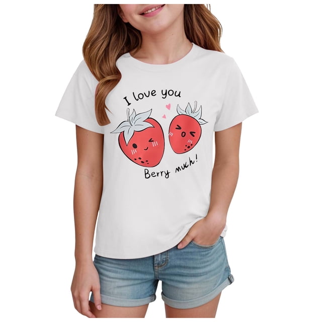 Akiihool T-Shirts à Manches Courtes Bouffantes pour Filles, T-Shirts Graphiques pour Fille, Haut d'Hibiscus de Vacances, Col Rond, Manches Courtes, Hauts Mignons, T-Shirt d'Été Coupe Ajustée (Blanc, 13-14 Ans)