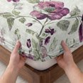 thumbnail image 3 of King Size Fitted Sheet Set - Spring Floral 3 Piece Bedding Sets 16" Deep Pocket Fitted Sheet with 2 Pillowcases, Red Flowers Leaves Botanical Vintage Beige Brushed Microfiber Hotel Luxury Bed Sheets, 3 of 9