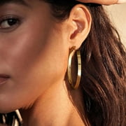 Bavsenic 14K Gold Hoop Earrings For Women,Large Gold Filled Hoops,Medium Hoop Earring,50mm/60mm/70mm