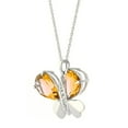 thumbnail image 3 of Galaxy Gold 14K Solid White Gold 14" Butterfly Necklace with 7.1 CT Natural Diamonds and Citrines, 14"-24" Sizes, November Birthstone, Symbol of Warmth, 3 of 7