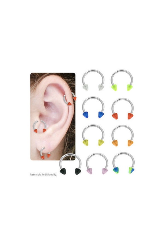 Cartilage Tragus Horseshoe Ring Acrylic Spike Bead 316L Surgical Steel