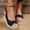 Blue, variant on AXXD Black Wedge Sandals for Women Summer New Large Size Suede Cord Bow Casual Sandals
