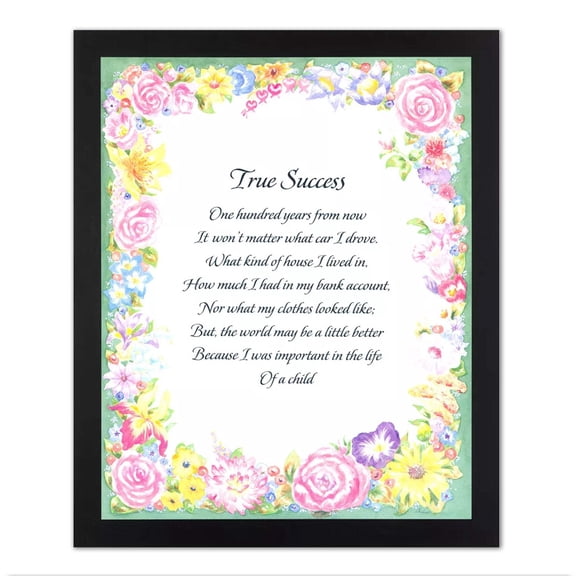 Motivational True Success Poem Wall Picture Black Framed Art Print