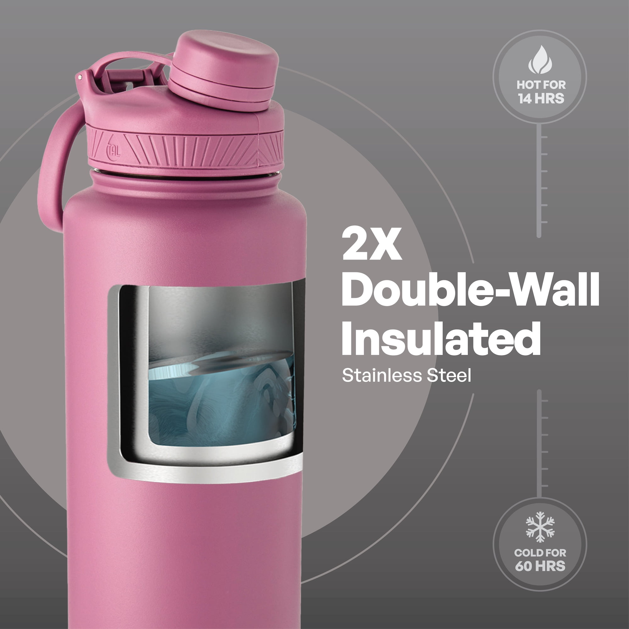 TAL 40oz Stainless Steel Ranger Water Bottle, Berry