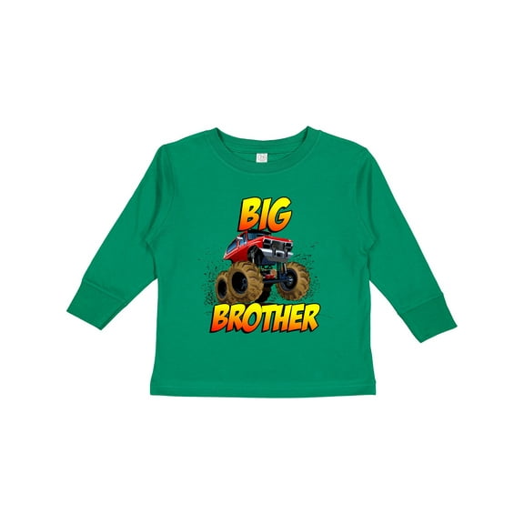 Inktastic Big Brother Monster Truck Boys Long Sleeve Toddler T-Shirt