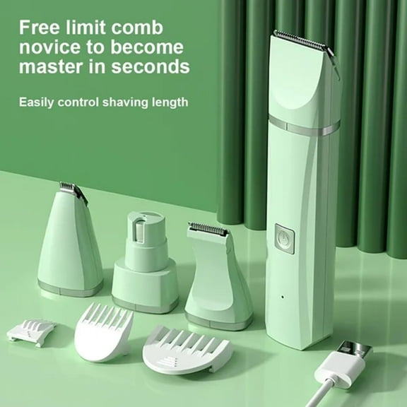 4-in-1 Cordless Pet Hair Clipper，Low Noise Home Pet Grooming Kit，USB Rechargeable Hair Clipper Trimmer Set for Dogs, Cats and Other Pets
