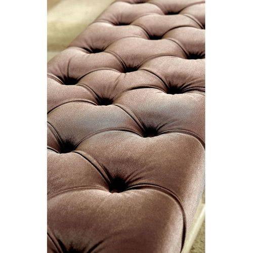 Furniture of America Gabriele Wood and Fabric Contemporary Bedroom Bench with Tufted, Brown