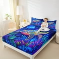 thumbnail image 4 of Manfei Kawaii Ocean Trutle Full Size Sheets,Colorful Undersea Animal Bed Sheets,Multicolor Coral Sheet Sets For Teens,Ultra Soft Home Decor,4pcs, 4 of 7