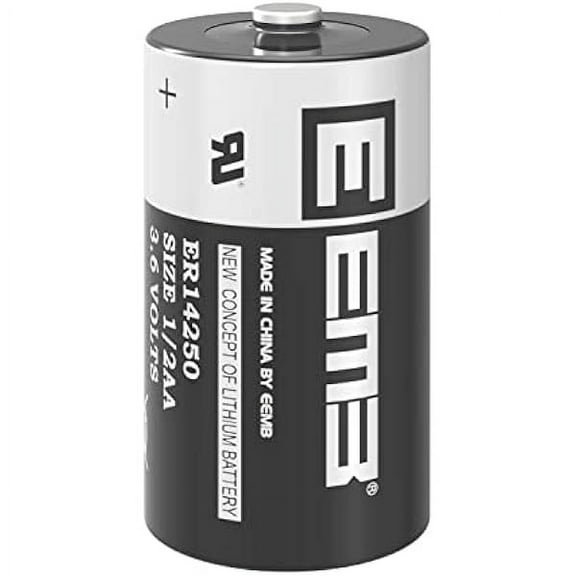 EEMB ER14250 Nonrechargeable 3.6V Lithium Battery Li-SOCL₂ 1/2 AA Size 1200mAh High Capacity UL Certified Single-Use 3.6V Lithium Thionyl Chloride Battery DO NOT Charge Battery