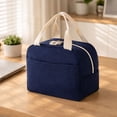 thumbnail image 3 of Corduroy Insulated Lunch Bag Portable Waterproof Oil Proof Lunch Box Tote for Work Travel, 3 of 7