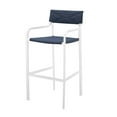thumbnail image 3 of Bar Side Stool Chair, Set of 2, Aluminum, Metal, Steel, White Blue Navy, Modern Contemporary Urban Design, Outdoor Patio Balcony Cafe Bistro Garden Furniture Hotel Hospitality, 3 of 8
