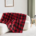 thumbnail image 5 of Lomyolo 60''x80'' Buffalo Plaid Twin Blanket for Couch Bed Flannel Fleece Christmas Red Black Checker Plaid Pattern Decorative Twin Blanket Super Soft Comfortable Lightweight Fuzzy Blanket, 5 of 5