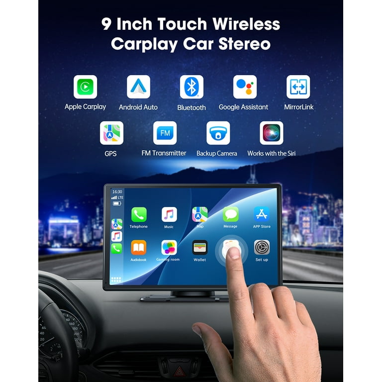 LAMTTO 9.26 Wireless Car Stereo Apple Carplay with 2K Dash Cam, 1080P  Backup Camera, Portable Touchscreen GPS Navigation for Car, Car Stereo  Receiver