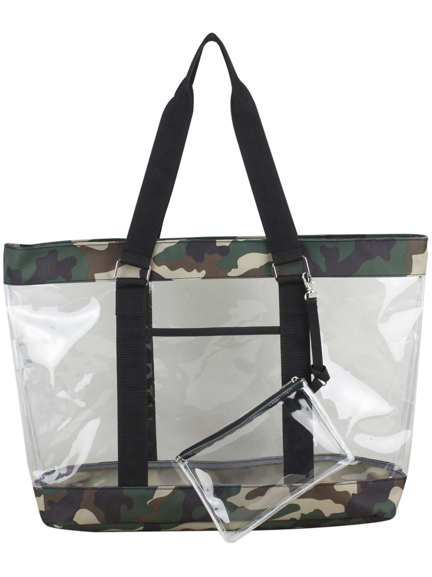 Eastsport Supreme Deluxe Clear Tote with Wristlet, Camo