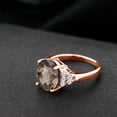 thumbnail image 4 of Gem Stone King 18K Rose Gold Plated Silver Ring Oval Checkerboard Brown Smoky Quartz and Moissanite (5.18 Cttw, Size 6), 4 of 4