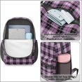 thumbnail image 4 of Purple and Black Checkered Pattern 17" School Backpacks for Teens,Waterproof Oxford Fabric,S-Shape Padded Straps for School,Travel,Hiking,Camping, 4 of 6