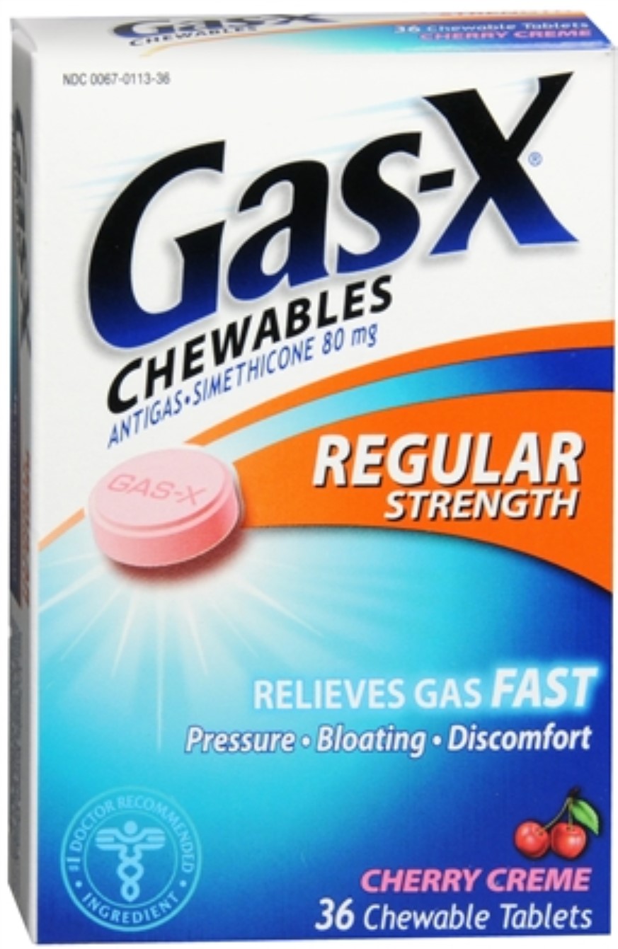 GasX Chewables Regular Strength Cherry Creme 36 Tablets (Pack of 4