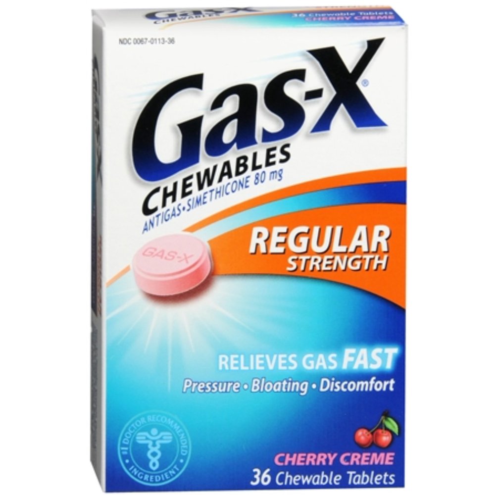 GasX Chewables Regular Strength Cherry Creme 36 Tablets (Pack of 4