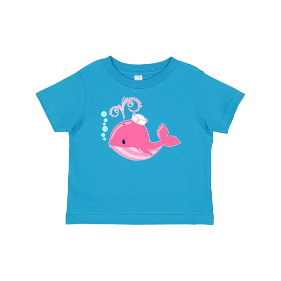 Inktastic Cute Pink Whale in Nautical Hat Boys or Girls Baby T-Shirt
