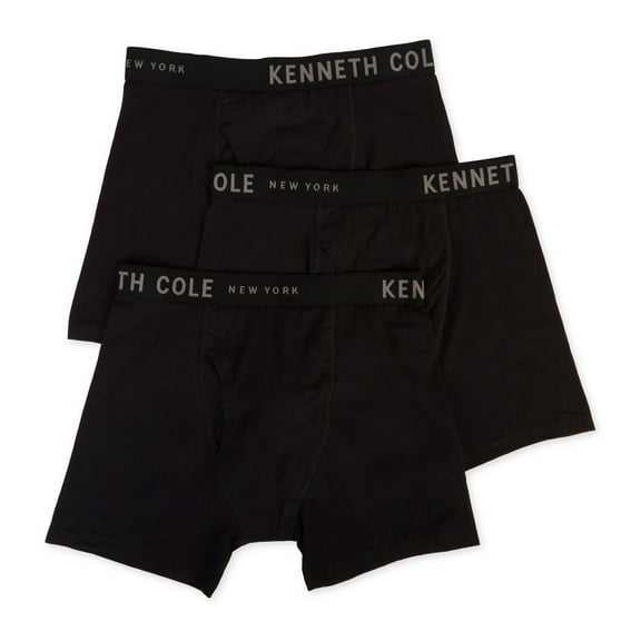 Men's Kenneth Cole 52W1000 Classic Fit Cotton Stretch Boxer Brief - 3 Pack (Black M)