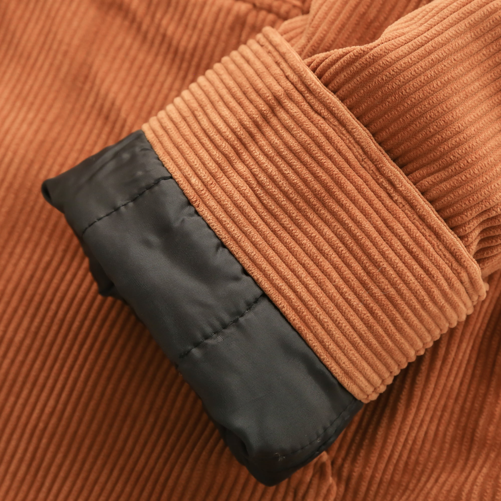 Beautiful Giant Men's Corduroy Jacket with Sherpa Lining Winter Warm Zip-Up Hooded Coat Thick Thermal Outerwear