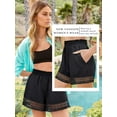 thumbnail image 3 of Shorts For Women Casual Elastic Waist Crazy Yoga Lounge Shorts - Comfy Stretch Lace Trim Summer Beach Linen Ruffle, 3 of 7