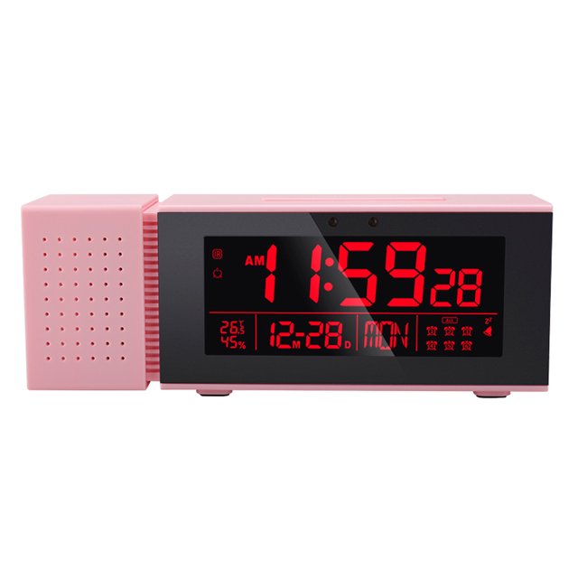Reloj de pantalla led operado por batería temperatura digital medidor de humedad higrómetro snooze modo alarma radio dormitorio suministros para el hogar rosa Methold HA011272-05B