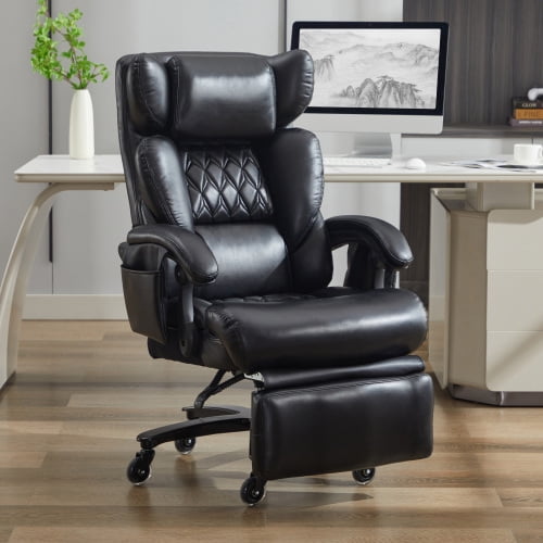 Bellemave Big and Tall Office Chair 400LBS Ergonomic Gaming Chair with High Back 360 Swivel & Headrest Footrest 150° Reclining Adjustable backrest Armrests Pockets and Pillow, Black