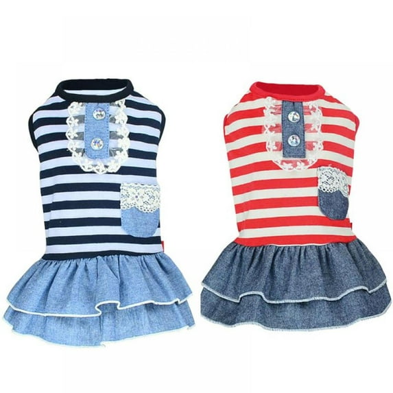 Pet Puppy Dog Clothes Clothing Denim Skirt Keep Warm