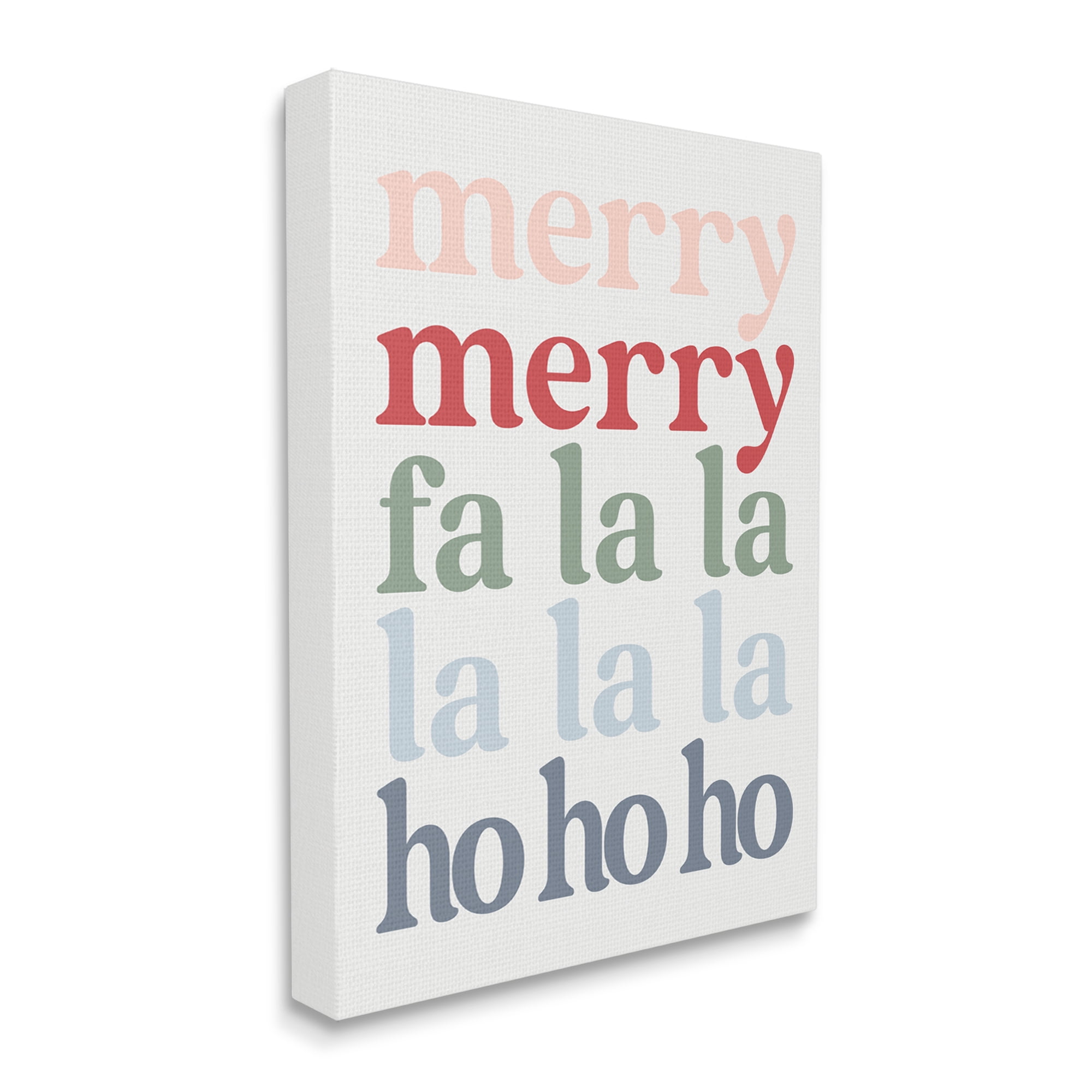Merry Fa-La-La Minimal Typography Festive Words Inspirational Graphic Art Gallery-Wrapped Canvas Print Wall Art
