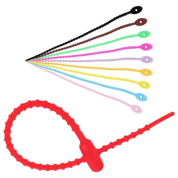 Tineasur 10Pcs Reusable Silicone Cable Ties Multi Purpose Cord Management for Indoor Use