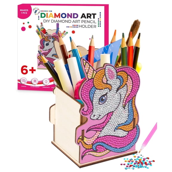 DIY Diamond Art Pencil Holder (Pink Unicorn)