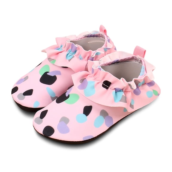 Krdevn Kids Floral Print Water Shoes Non Aqua Socks for Beach Pool Swim Size:3.5-4 Years