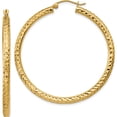 thumbnail image 1 of 14K Yellow Gold Diamond-Cut 3mm Round Hoop Earrings (45 X 3) Made In Peru tc270, 1 of 6