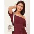 thumbnail image 5 of Moomaya Off Shoulder Solid Rayon Gathered Dress - Women's Trendy Casual Dress, 5 of 9