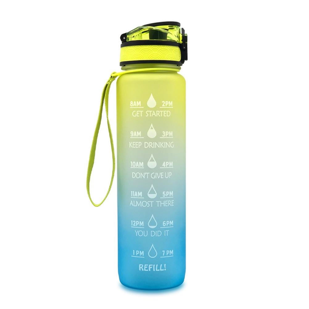 Motivational Water Bottle with Time Marker Leakproof Fast Flow Water
