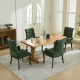 thumbnail image 2 of Resenkos Elegant Tufted Chenille Fabric Accent Dining Chair with Solid Wood Curved Legs for Dining or Kitchen, Olive Green, 2 of 15