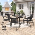 thumbnail image 3 of Techmilly Outdoor Dining Chairs Set of 6, Patio Chairs, Rattan Outdoor Dining Chairs Set, Rattan Indoor-Outdoor Chairs for Bistro, Deck, Backyard, Porch, Steel Frame & Rattan Seat (Black), 3 of 8