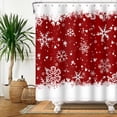 thumbnail image 5 of Duangreer Vintage Red Christmas Shower Curtain with 12 Hooks, Winter Holiday White Snowflake Bathroom Decor, Waterproof, 72"x72", 5 of 5