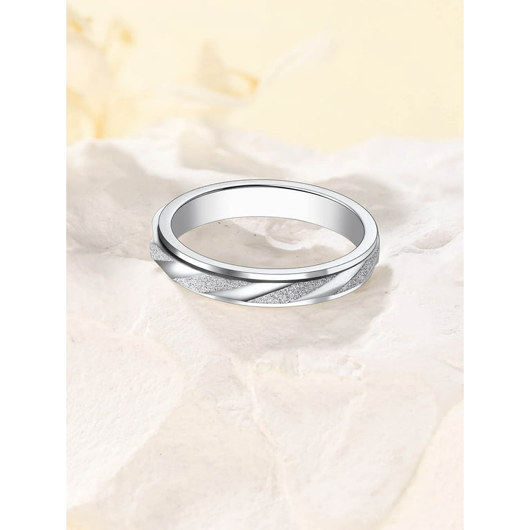 Suplight 925 Sterling Silver Band Rings 3.5mm Slanted Suplight 925 Sterling Silver Band Rings 3.5mm Slanted