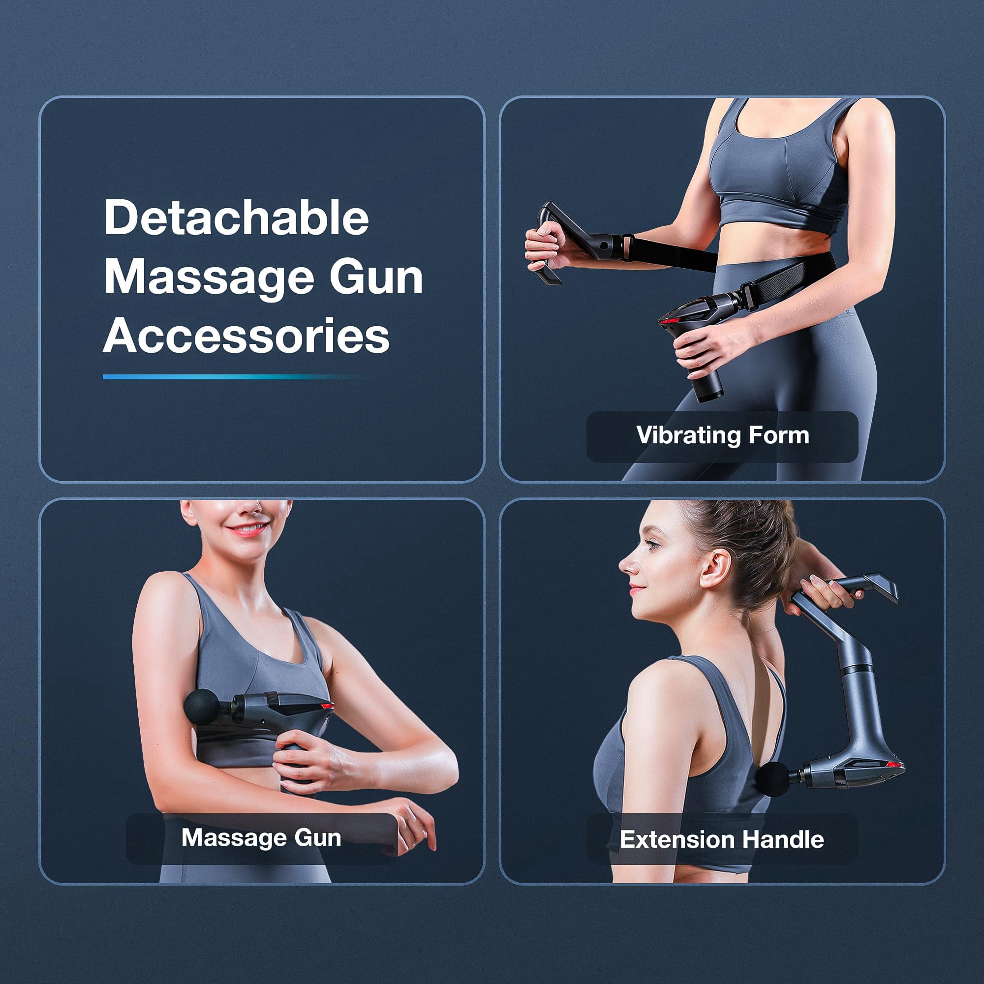 JOGGEIL Massage Gun, 3-in-1 Percussion Muscle Massage Gun with Extended Handle & Massage Belt, Back Massager for Athletes, Muscle Recovery, Back Pain Relief, 4 Heads, LED Display