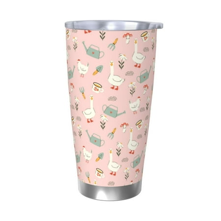 

Gaeub Chicken And Goose Print 20-Ounce Stainless Steel Car Cup Tumblers Cups with Lids and Straw Coffee Cups for Adults Kids Home Car Office School Travel Party-Without Straw