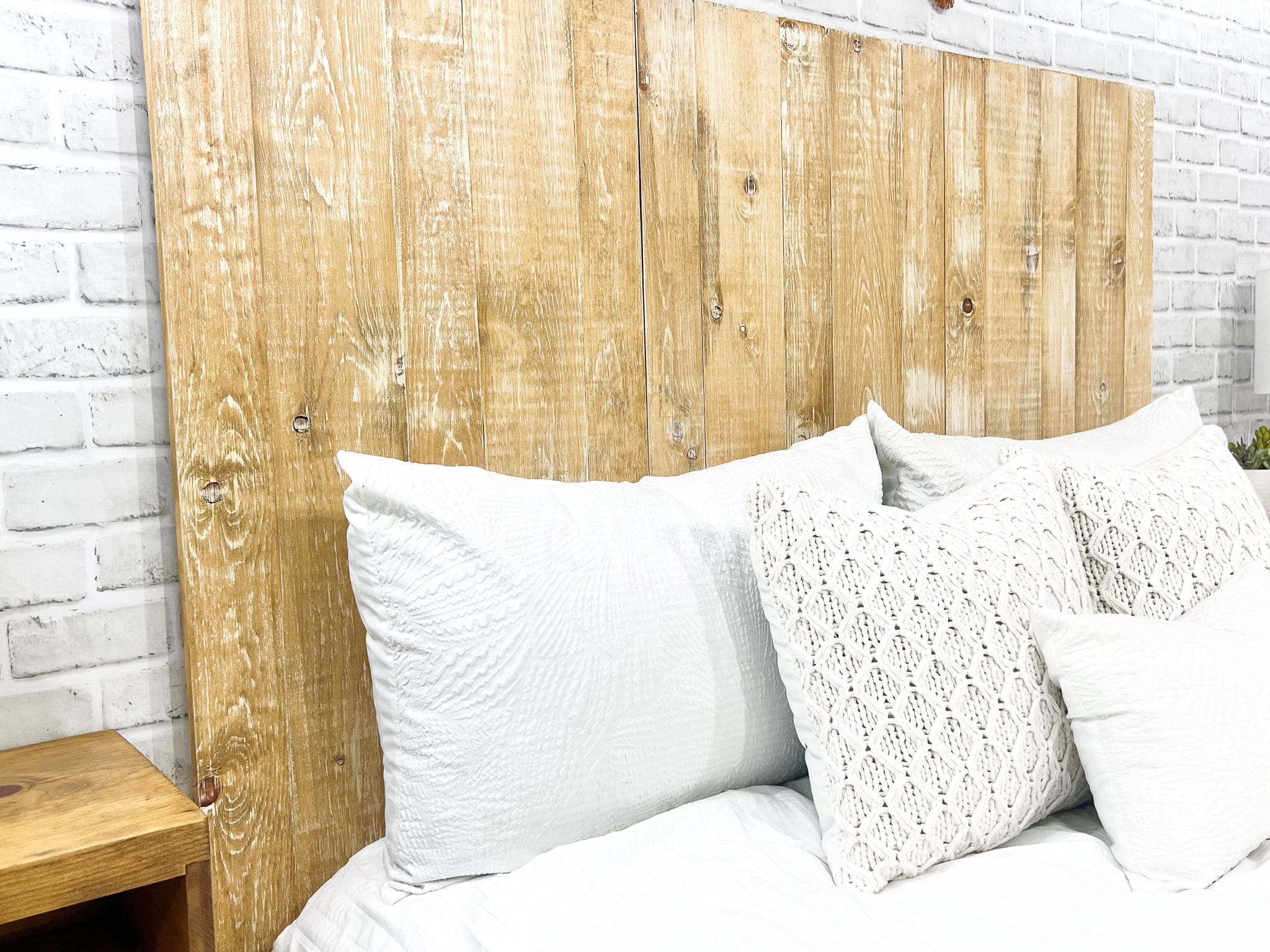 Barn Walls Boho Whitewash Headboard, Bohemian Design, Solid Wood Headboard, Floating Panels, Wall Mount, Adjustable Height, Easy Assembly, Twin Size