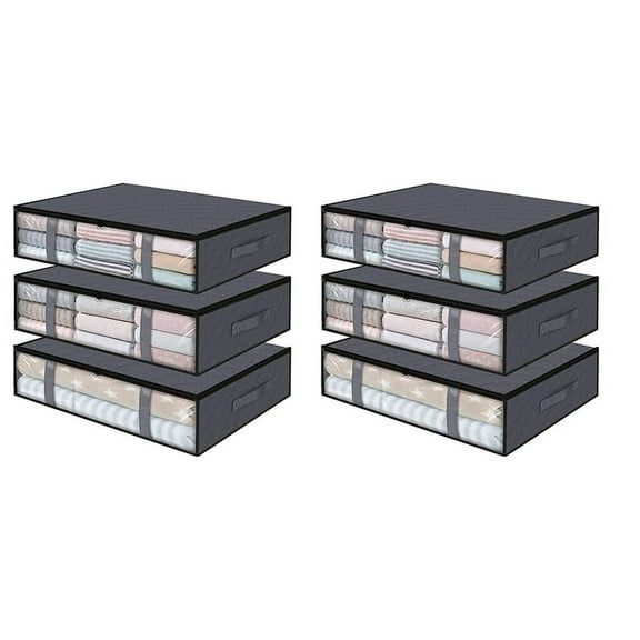 6 Pack Storage Bins Clothes Storage,Foldable Blanket Bags, Under Bed Containers for Organizing,Clothing