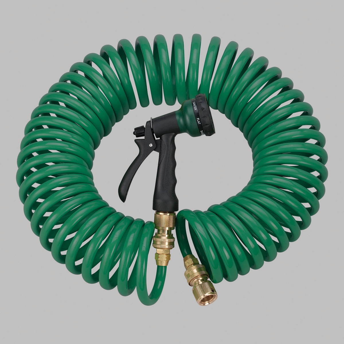 Orbit Green 50 #39 Coiled Garden Hose with 6 Pattern Spray Nozzle Coil Orbit Green 50 #39 Coiled Garden Hose with 6 Pattern Spray Nozzle Coil