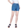 thumbnail image 1 of 2Luver Women's 5 Pocket Short Basic Ripped Jeans Denim Shorts Light Blue 11, 1 of 3
