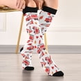 thumbnail image 5 of FORMRS Womens Knee High Socks Casual Long Thick Travel Daily Wear, 1 Pair, White Cartoon Fire Truck Pattern, 5 of 6